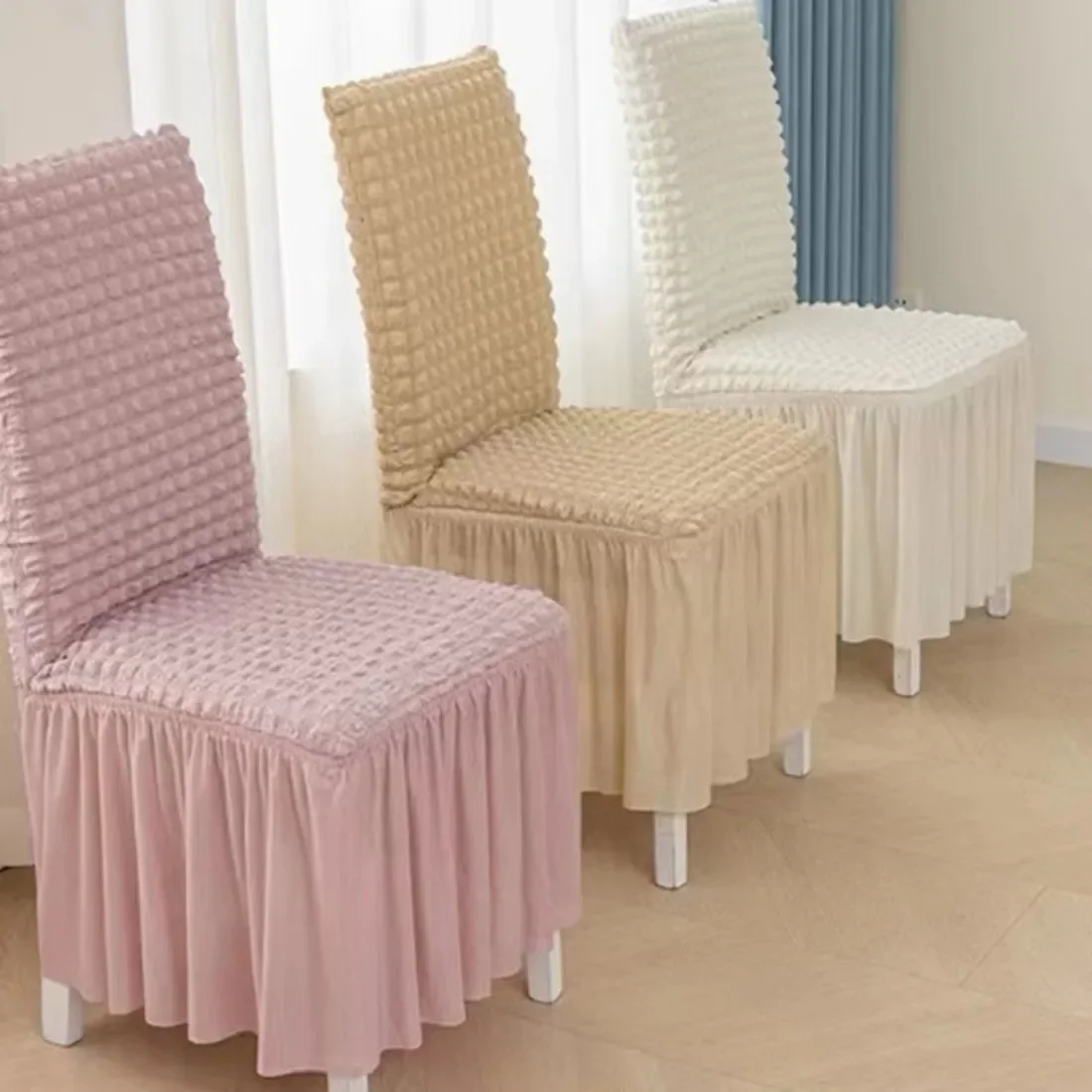 

Elastic European Chair Cover Solid Color T-shape Dining Room Chair Seat Cover Slipcover For Kitchen Office Wedding Banquet Home