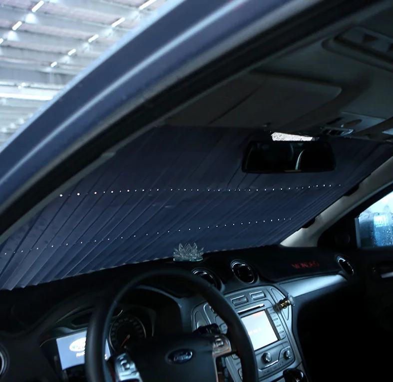 parasol del coche Parasol retráctil para parabrisas de coche, bloques protectores de visera solar, 99% rayos UV, se adapta a la ventana delantera con ventosa