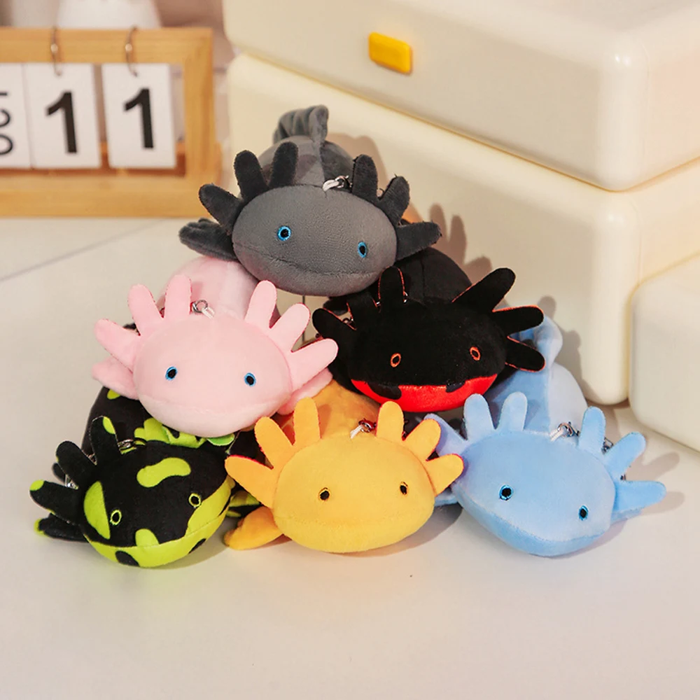 Lifelike Axolotl Plush Keychain Dolls Realistic Cute Ambystoma Mexicanum Stuffed Salamander Toys Girlfriend Gifts Bag Pendant