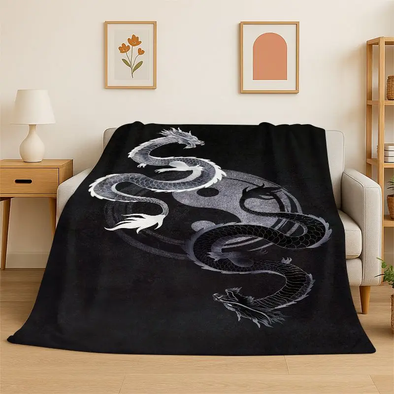 Meditation Yin Yang Tai Chi Bagua Yoga Flannel Blanket Soft Throw Blanket for Bedroom Living Room Bed Travel Camping Picnic Nap
