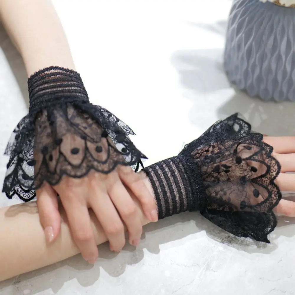 جديد متعدد الطبقات كشكش وهمية الكفة انفصال أبيض أسود المعصم الكفة الملابس التبعي