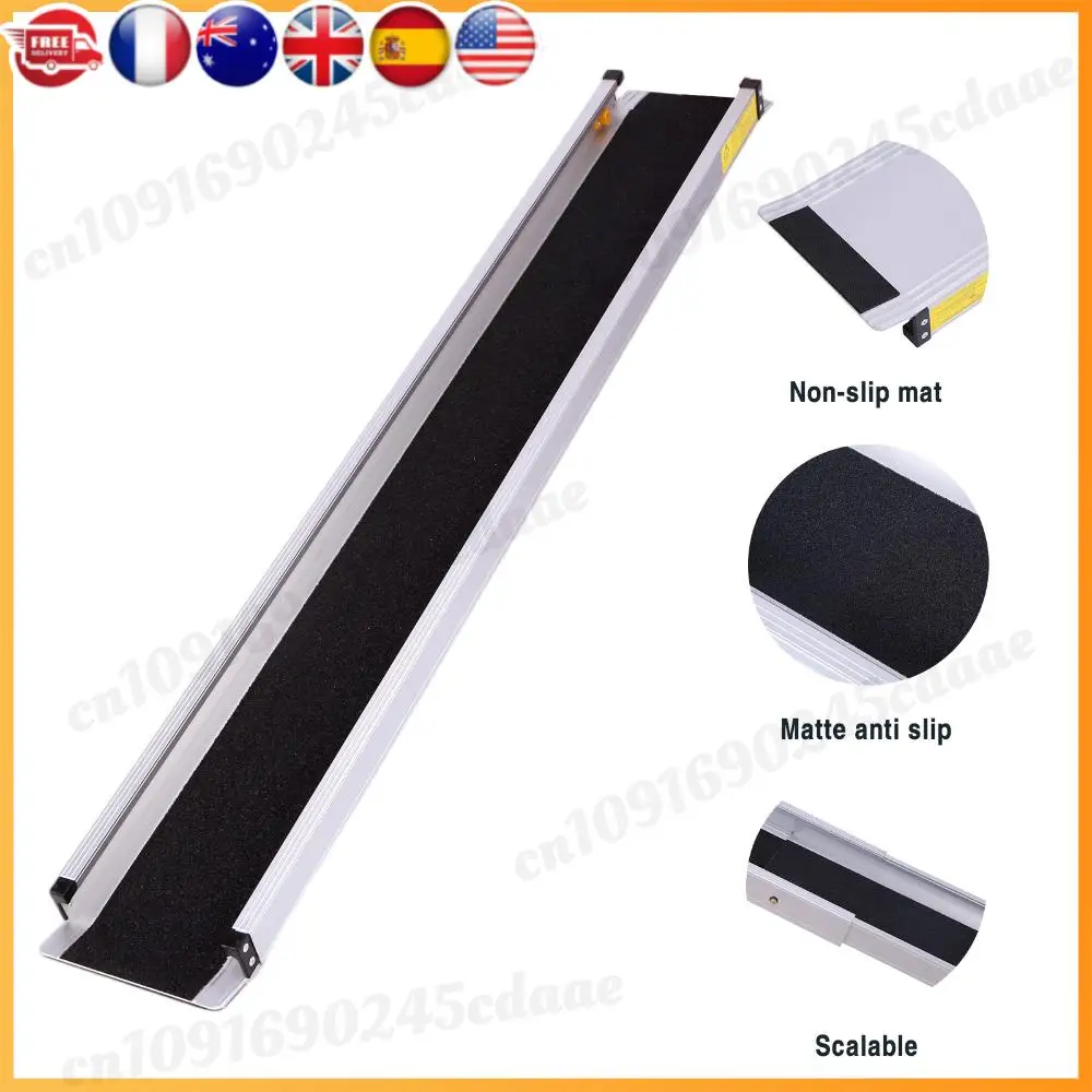 منحدر كرسي متحرك قابل للطي بطول 8 أقدام مع حقائب يد مضادة للانزلاق من الألومنيوم قابلة للطي منحدر محمول للمداخل المنزلية