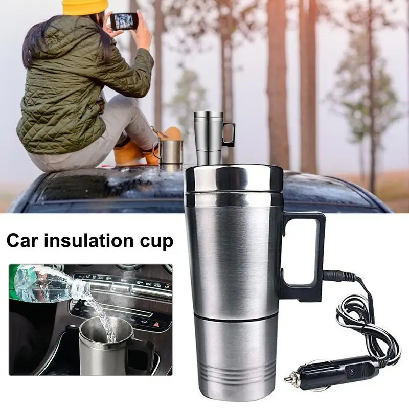 

ML Car Heating Car Kettle Auto Coffee Boiler Mug Car Cigarette Lighter Port Heating CupWater Keep Warmer Kettle Boiling 12V 24V