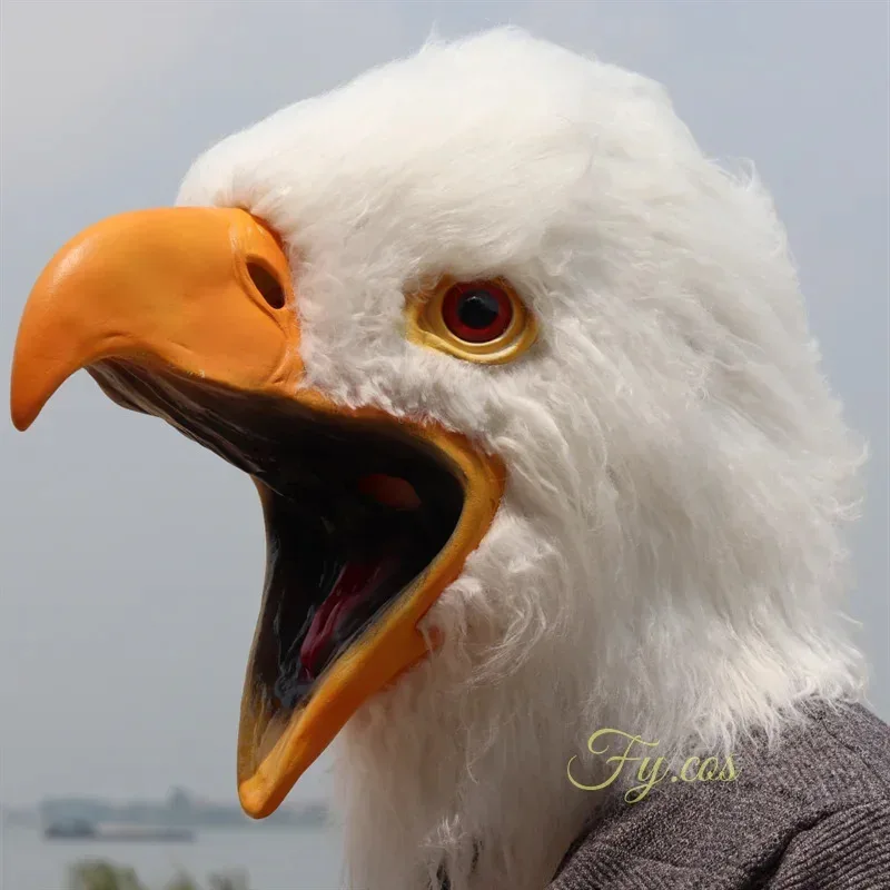 2026 Furri Raptor Mask Men Halloween Costume Mascara Latex Full Face Cosplay Rave Animal Head Cover Bird Eagle Adult Woman Disgu view 3