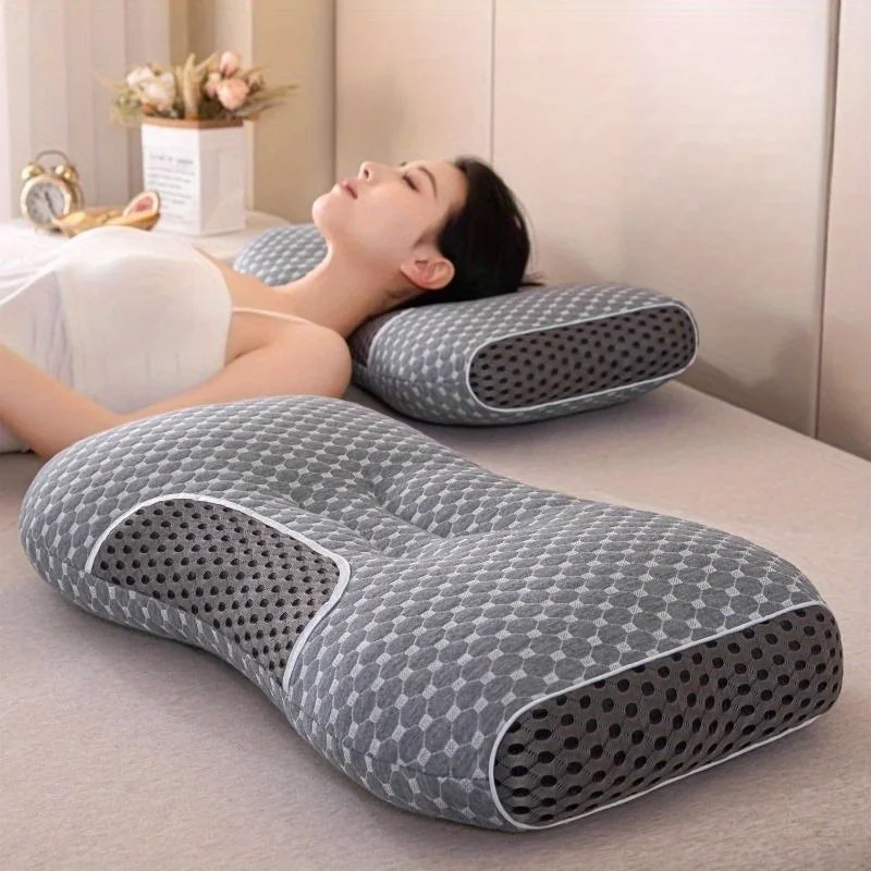 1pcs Ergonomic Cervical Pillow Relieves Neck Pain Orthopedic Support Breathable for Side and Back Sleepers Household Pillow