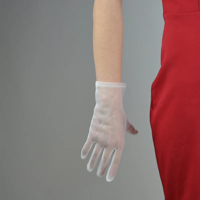 

Женские перчатки из сетчатой пряжи, короткие кружевные тонкие марлевые перчатки 20 см, белые, красивые, винтажные, вечерние, Vestido de noche, сенсорная функция, женские WWS03