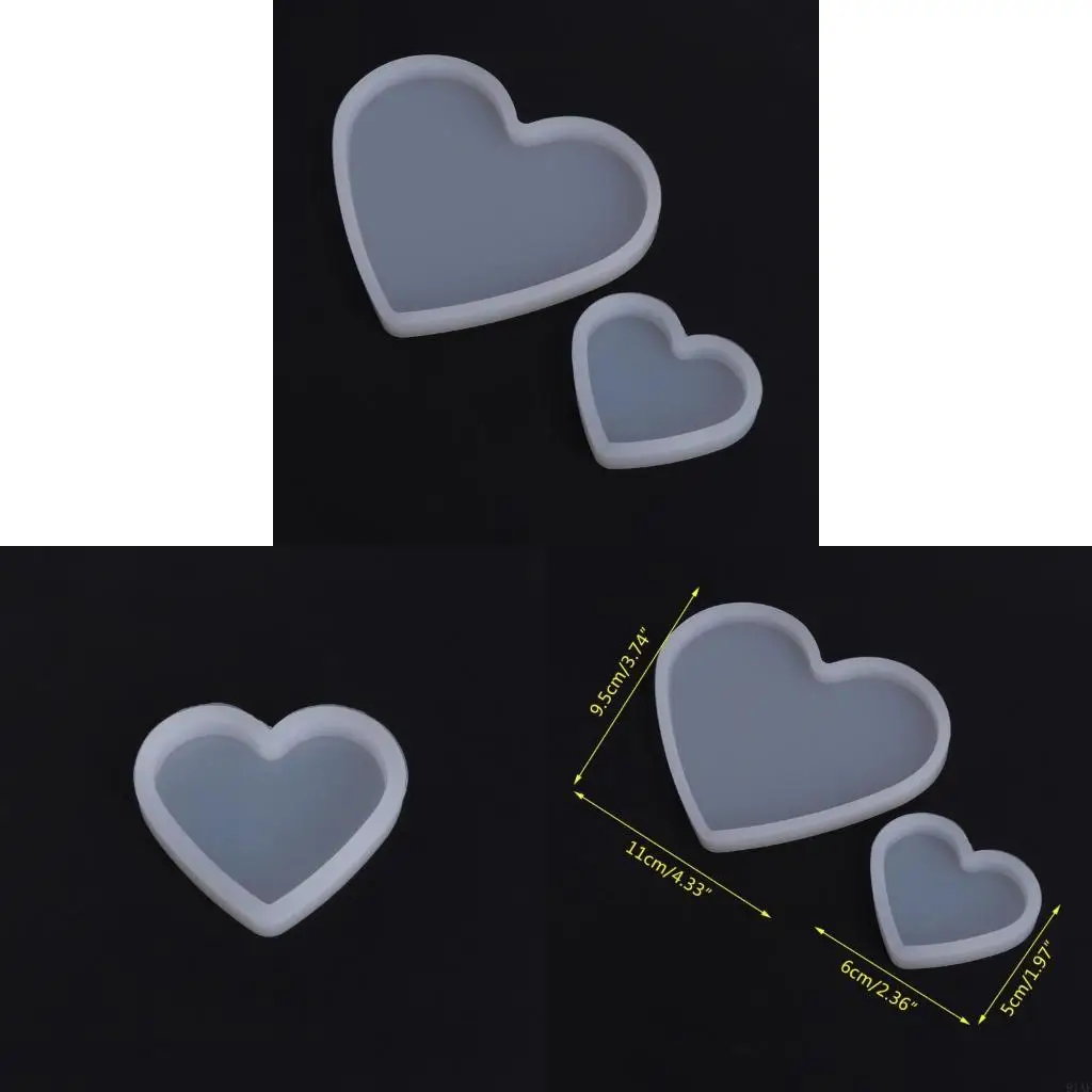 91AF Love Heart Shaped Silicone Mold Concrete Tealight Holder Molds Plaster Mold
