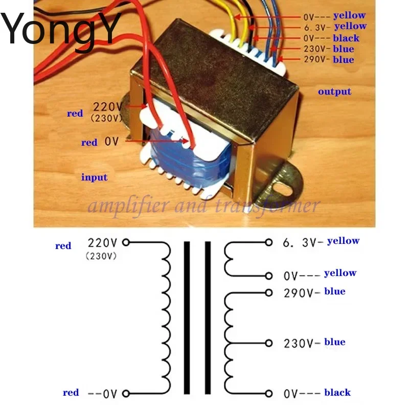 Class A tube power amplifier or headphone amp high-quality power transformer, input 220V, output 0V-230V-290V/0.2A+6.3V/4A