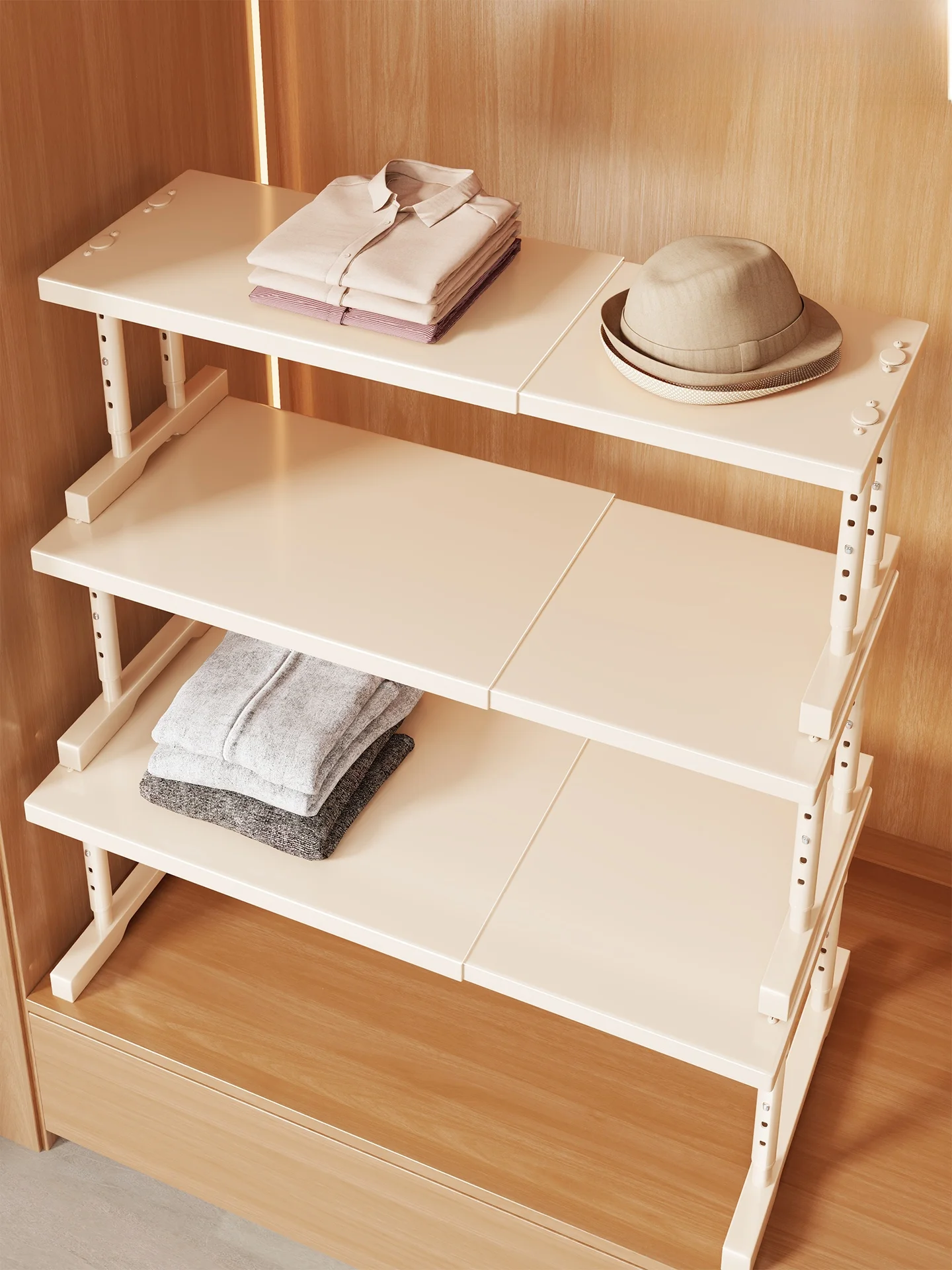 

Expandable Partition Cabinet Organizer Built-In Shelves Slide Separator Multi-Layered Shoe Rack Storage Solution Liner Box