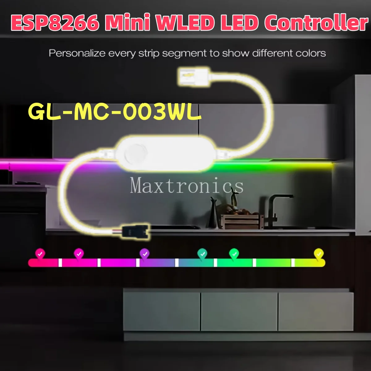 

GL-MC-003WL 5 В ESP8266 Мини WLED светодиодный контроллер USB RGB IC цифровые динамические фонари для WS2812b SK6812 WS2815 WS2811 WS2812 Strip