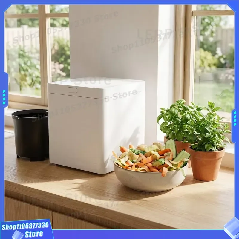 Electric Kitchen Food Waste Composter Stainless Steel Bin with Muffler Tech Odorless Eco Friendly Household Appliance for