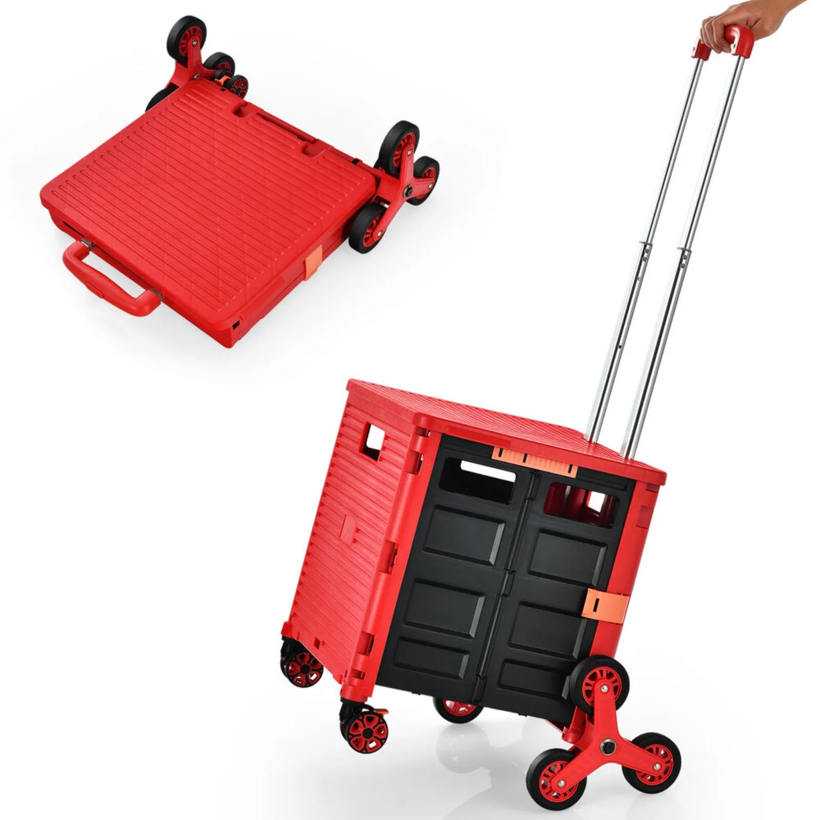 

Foldable Utility Cart Trolley Telescoping Handle Shopping Transport Red United States