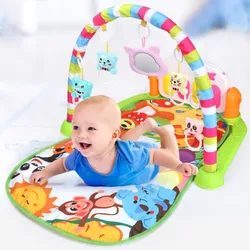 Baby Fitness Piano Keyboard Mat Fitness Rack Newborn Play Blanket For Home Cute Animal Baby Indoor Crawling Activity Mat Toys