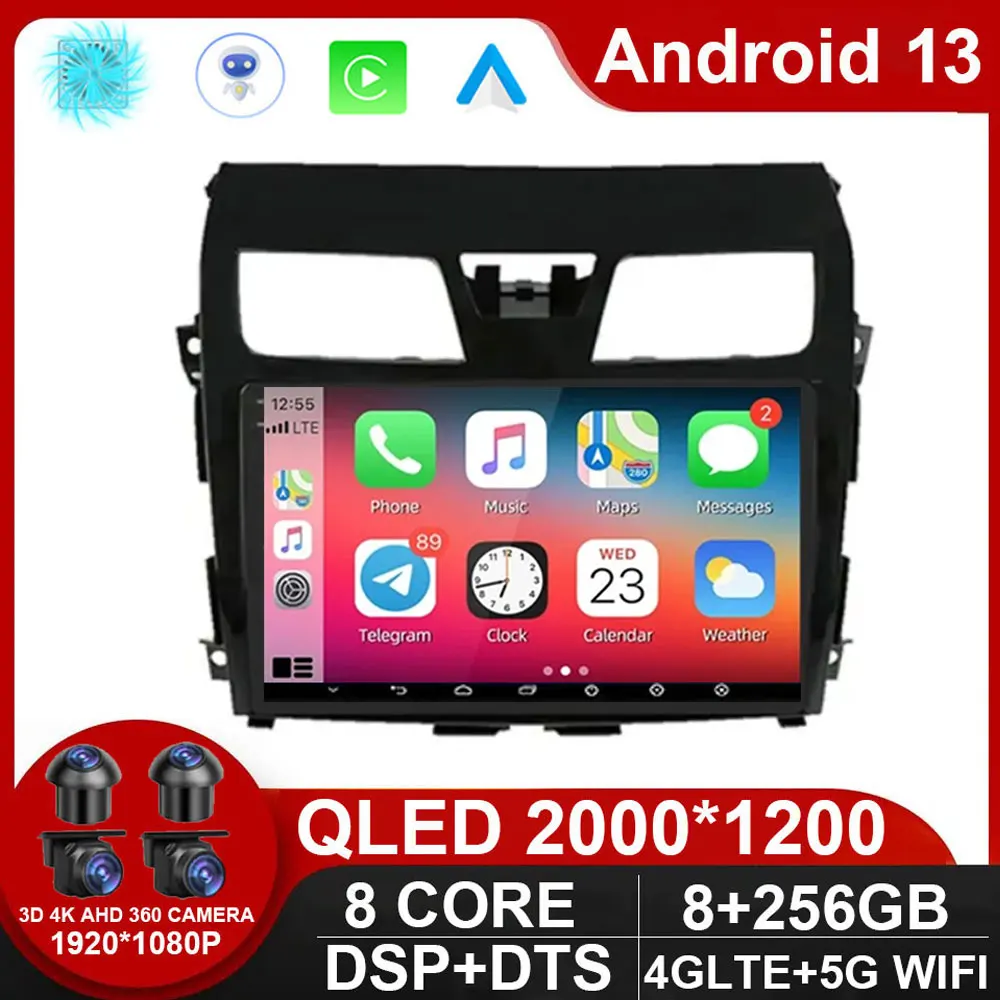 

Carplay Android 13 Automotivo for Nissan Altima Teana 3 2013 2014 2015 Car Radio Multimedia Video Player Navigation GPS NO 2Din