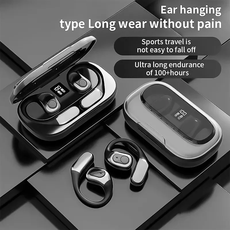 Outdoor Sports Earbuds Soft Rubber Headset with Noise Cancelling IPX5 Waterproof 360 Degree Panoramic Open Earphones OWS Earhook