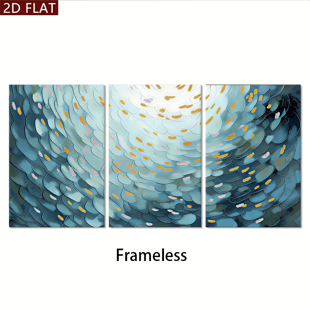 3PCS Frameless,1 set of modern luxury ins feather mural triptych living room background wall frameless decorative painting 2D pl