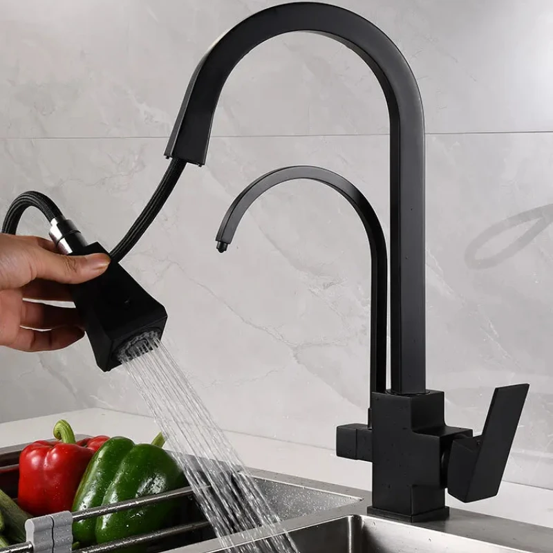 Sensor Kitchen Faucet Black Touch Inductive Mixer Tap Single Handle Dual Outlet Water Modes Sensitive Water Faucet