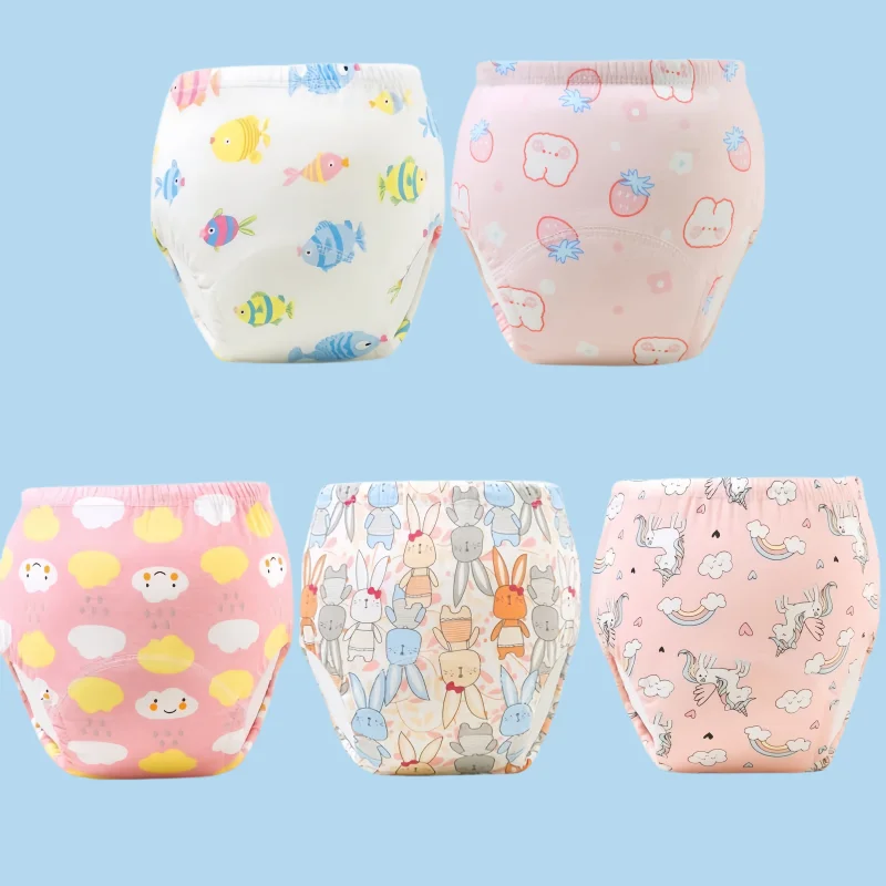 5PC Baby Töpfchen Wc Training Hosen Windeln Cartoon Jungen Mädchen Unterwäsche Baumwolle TPU Wasserdichte Höschen Mehrweg Windeln