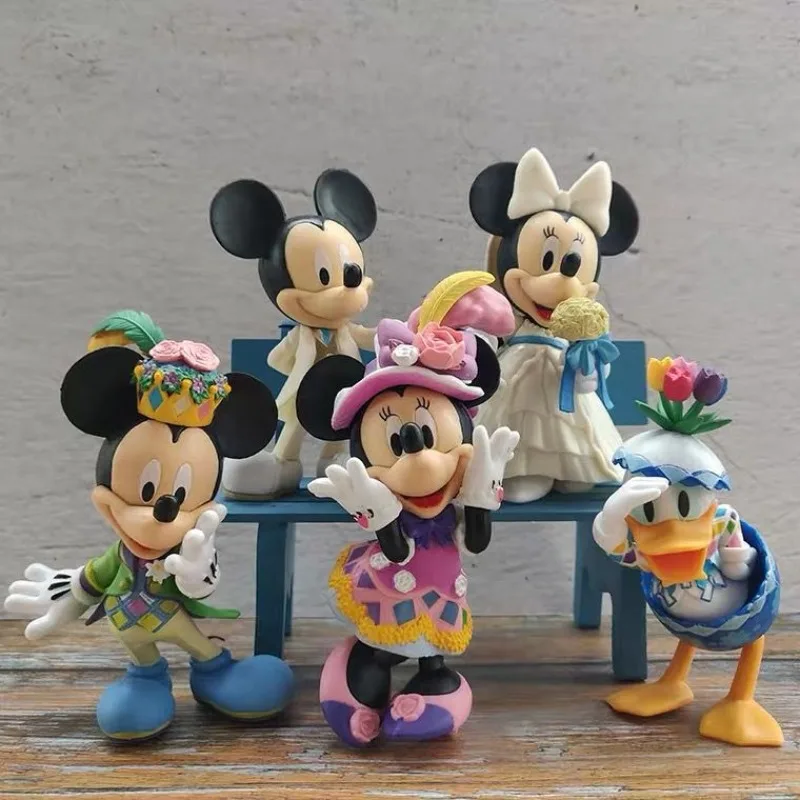 Kawaii Mickey Wedding Doll Minnie Mickey Mouse Donald Duck Doll Model Ornament Cake Baking Decoration Surprise Gift Wholesale