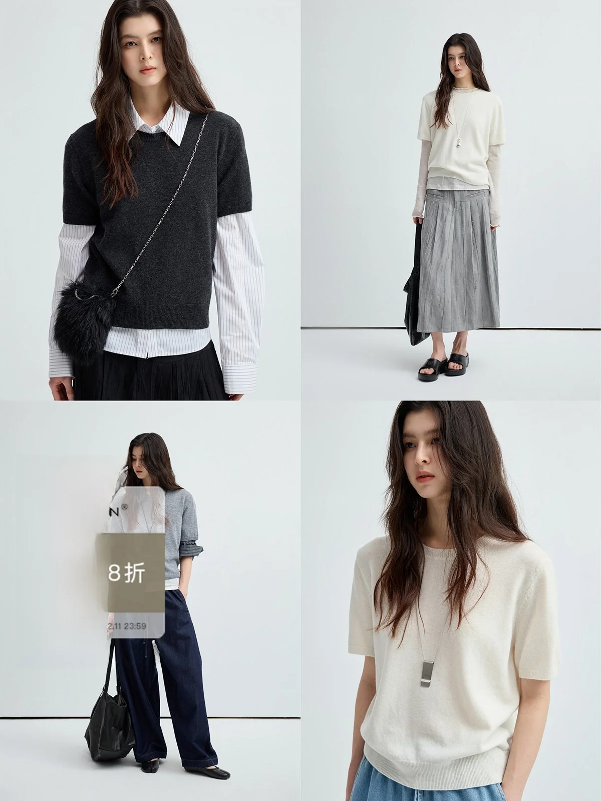 

JUSLIN Woolen Knitwear ort Sve round Ne Micro Loose Fit Casual Sle Ladies T-irt Pure Color L070 Korean Sle