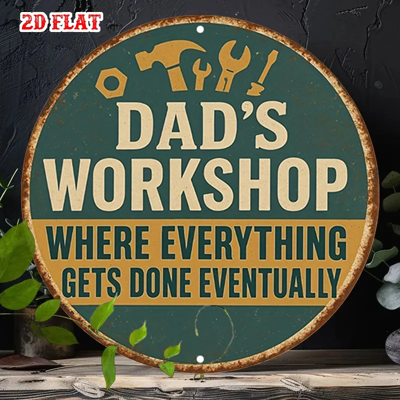 2D Flat - Unique Round Aluminum Sign, 2D Flat Design, Perfect As a Gift. Metal Tin Sign for Projects, Vintage Style Measuring 7.