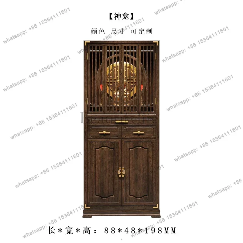 new Chinese solid wood Buddhist niche with door household living room Buddhist cabinet vertical cabinet modern Buddhist table