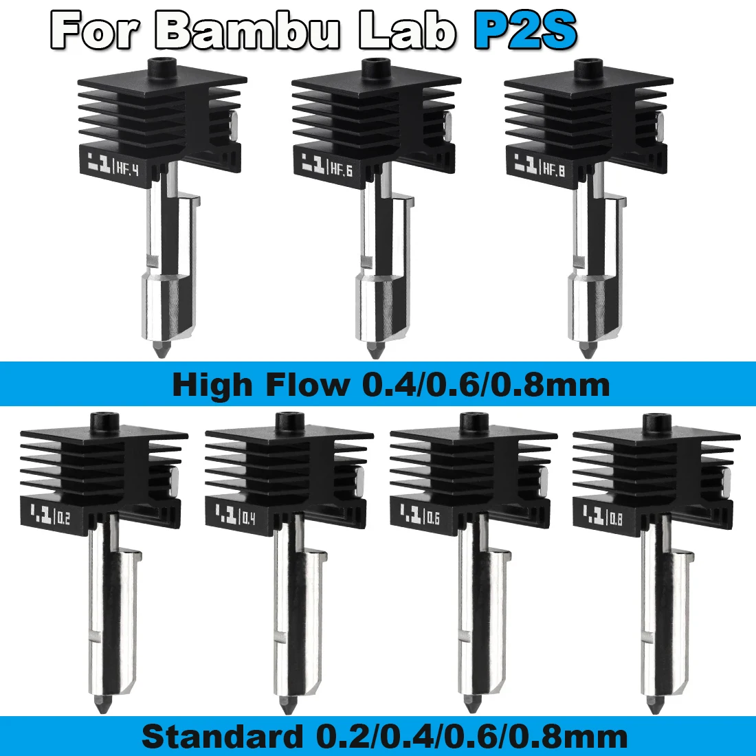 

Комплект Hotend P2S для 3D-принтера Bambu Lab P2S Печатающая головка P2S Стандартный HF Hotend Высокоскоростная печать Съемная насадка из твердой стали