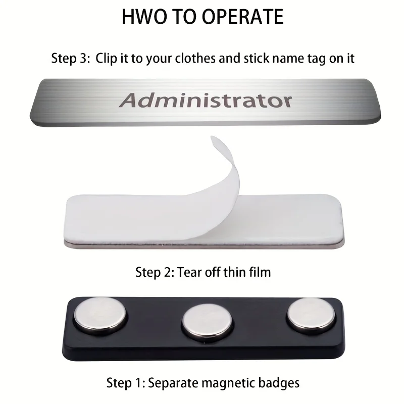 10pcs Magnetic Name Tag Badge Holders with 3 Magnets 45x13mm view 3
