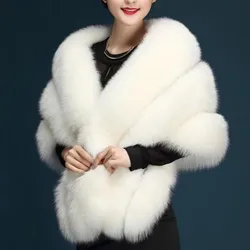 Winter bride's imitation fur coat shawl cape Cheongsam wedding dress cloak female outside a warm top imitation fox fur