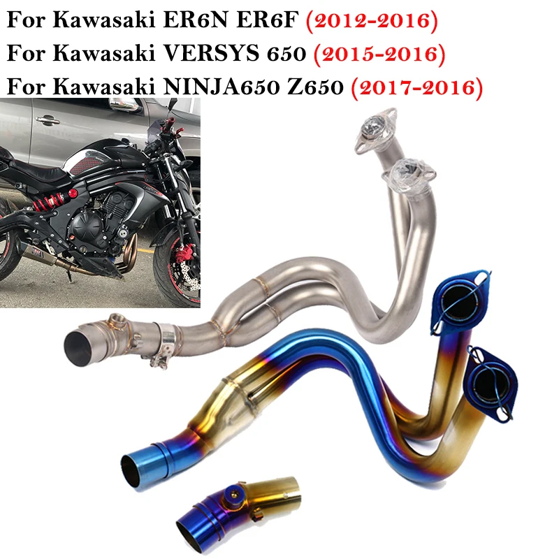

Slip On For Kawasaki Ninja650 ER6N Versys 650 Z650 Ninja650 2012 - 2019 Motorcycle Exhaust Muffler Sensor Front Middle Pipe 51MM