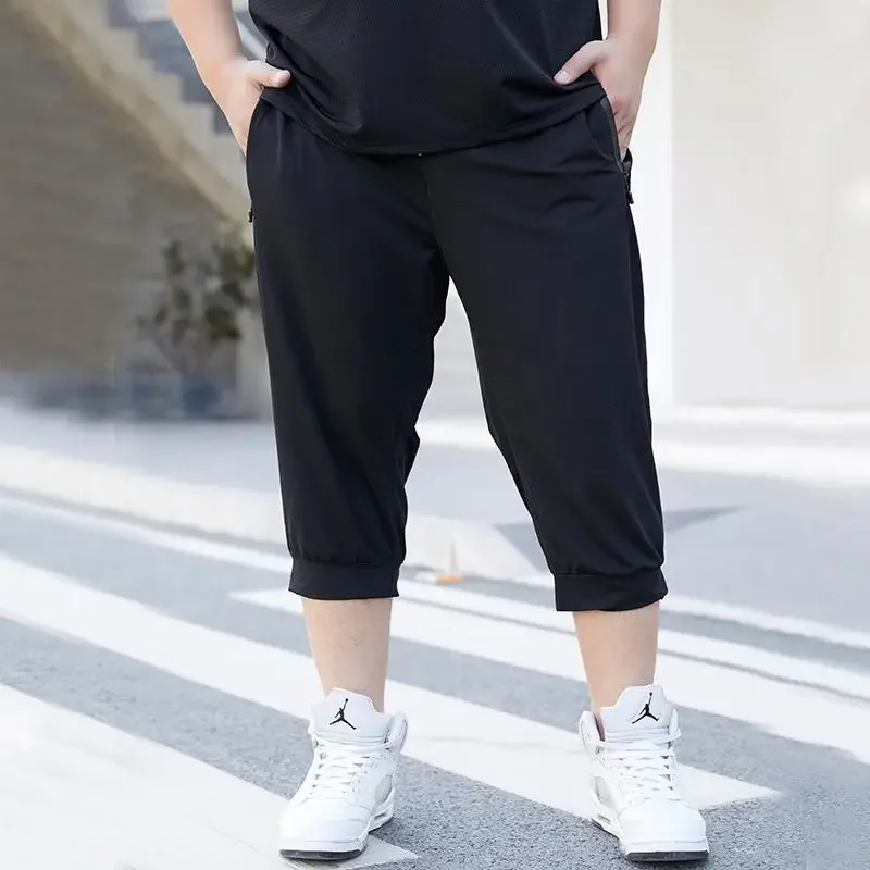 50-150KG Large size three quarters for men loose sports pants casual 3/4 shorts