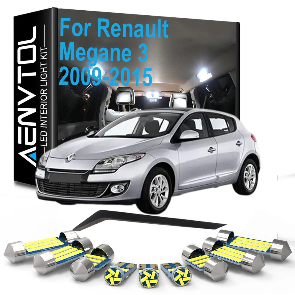 Für Renault Megane 3 III MK3 Schrägheck Kombi Grandtour Coupé 2009-2015 LED-Glühbirnen Innenbeleuchtungs-Set für Karte, Dach, Lesen und Türen