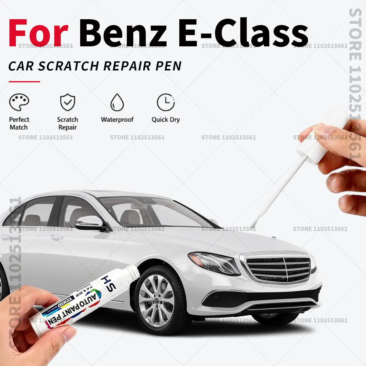 Car Touch Up Paint Pen Quick Repair Scratch Remover Auto Paint Brush Easy Application For Mercedes Benz E Class Black Silver