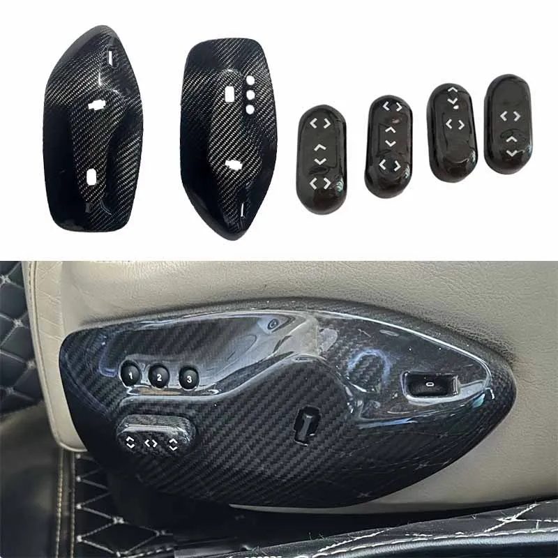 Full Carbon Fiber Seat Control Switch Adhesive Cover Kit for LHD Maserati GranTurismo S GC MC 2008-2019