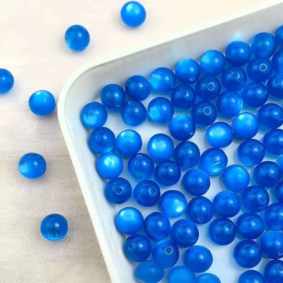 1/5/10/20/50/100pcs 8mm Transparent Resin Cat's Eye Beads Suitable for DIY Jewelry Making, High-Gloss Suitable for Necklace Brac