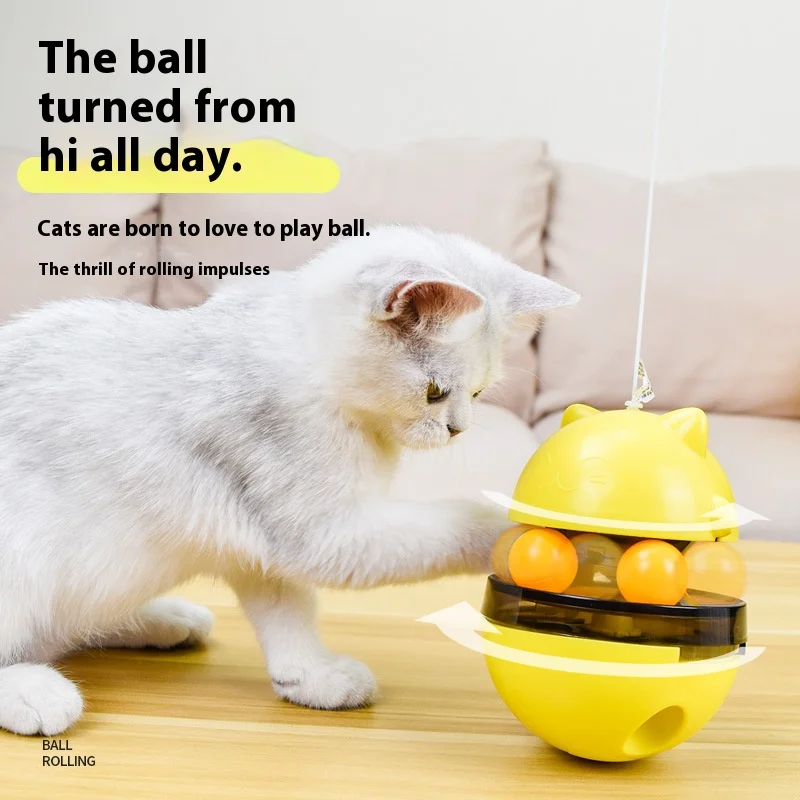 

Self-Play Cat Toy Bundle - Food Dispenser Ball + Teaser Stick for Aggressive Chewers