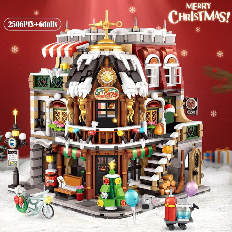 2506Pcs Creative Christmas Coffee Shop Building Blocks Kit MOC Modular House Model Building set regali per adulti bambini ragazzi giocattoli