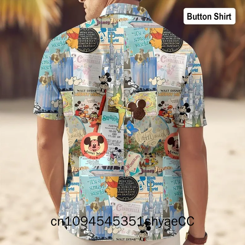Vintage Disney Mickey And Friends Hawaiian Shirt, Disney World Hawaii Shirt, Disney Family Trip Shirt, Disneyland Summer Beach S