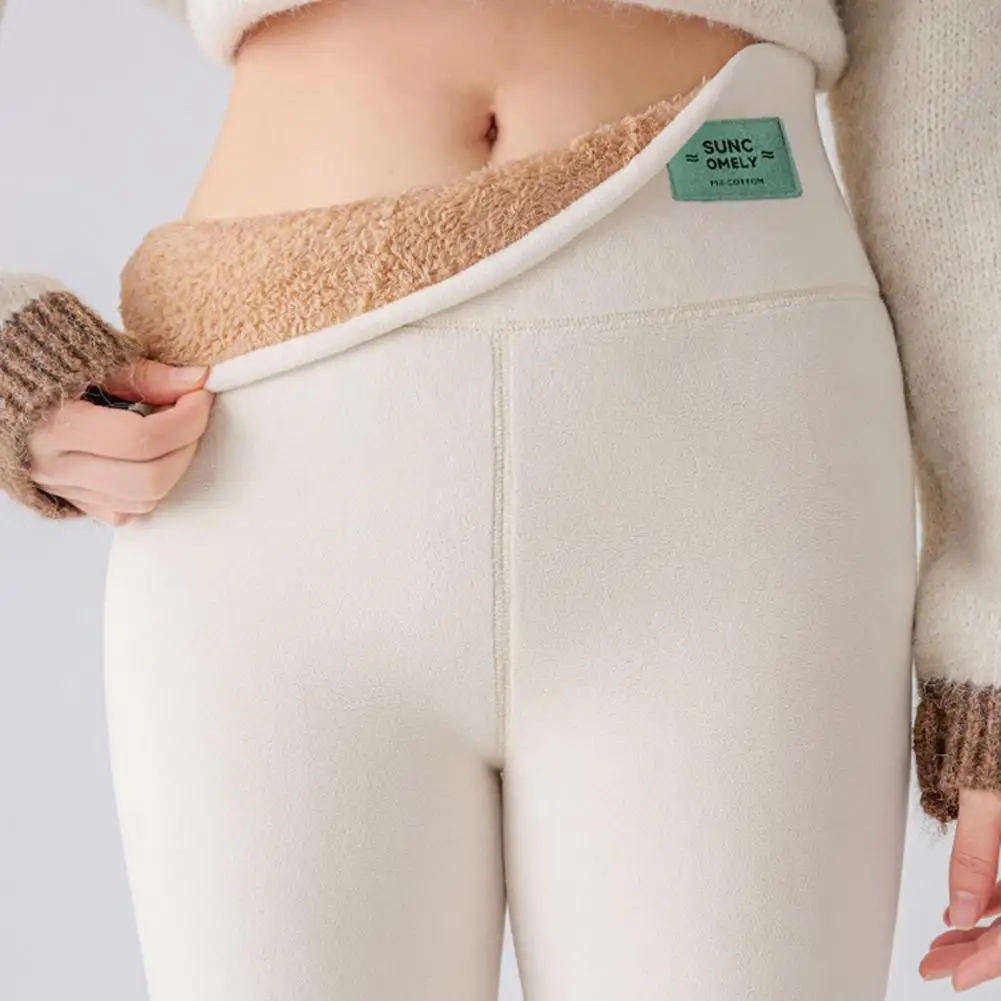 High-waisted Slim Cut Winter Leggings High-Waisted Warm Lambswool Lining Bottom Pants Cold Weather Resistance Women Pants