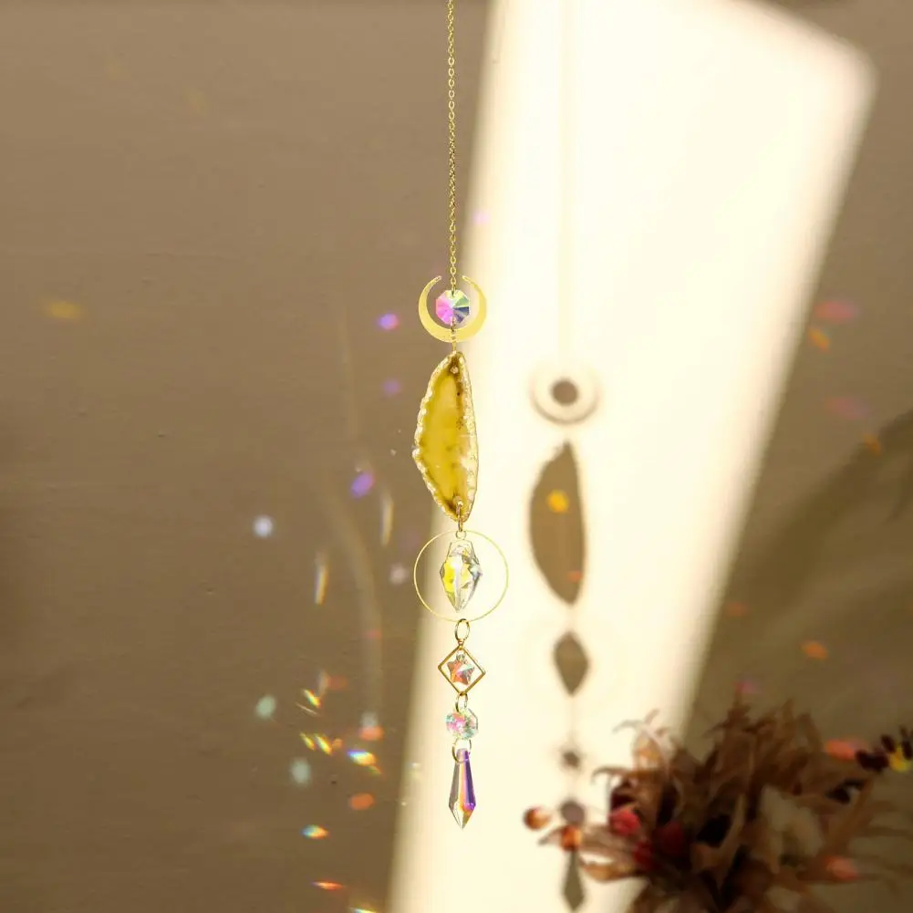 Light Capture Decor Faux Agate Plate Sun Catcher Ornament Natural Stone Pendant Decoration Indoor Outdoor Garden Wall Window