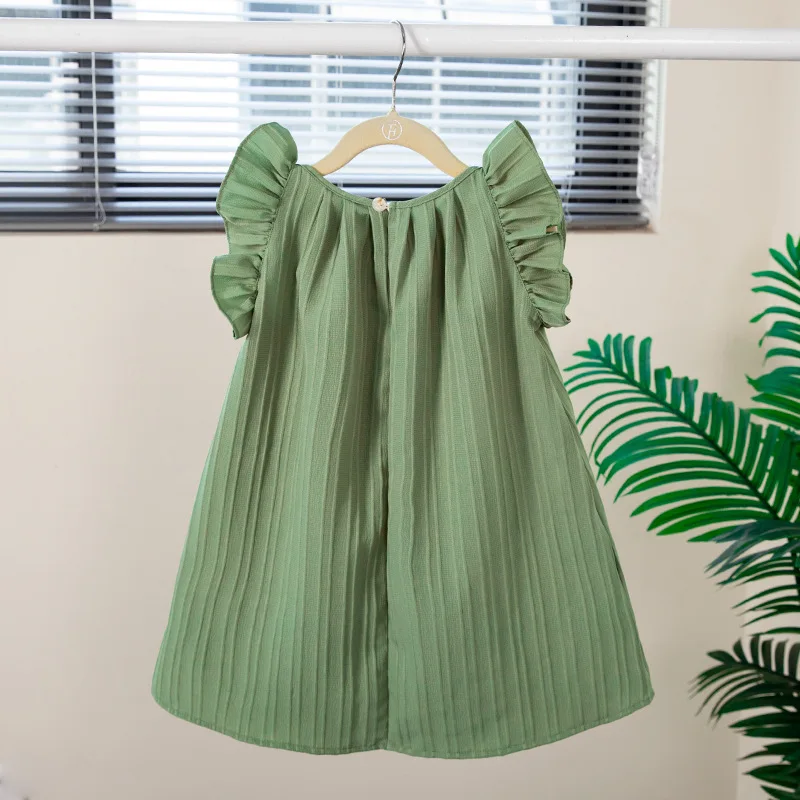 

New Girls Babany bebe 1-6 Years Old Baby Girls Solid Color Puff Sleeve Dress Clothing Newborn Baby Party Dress