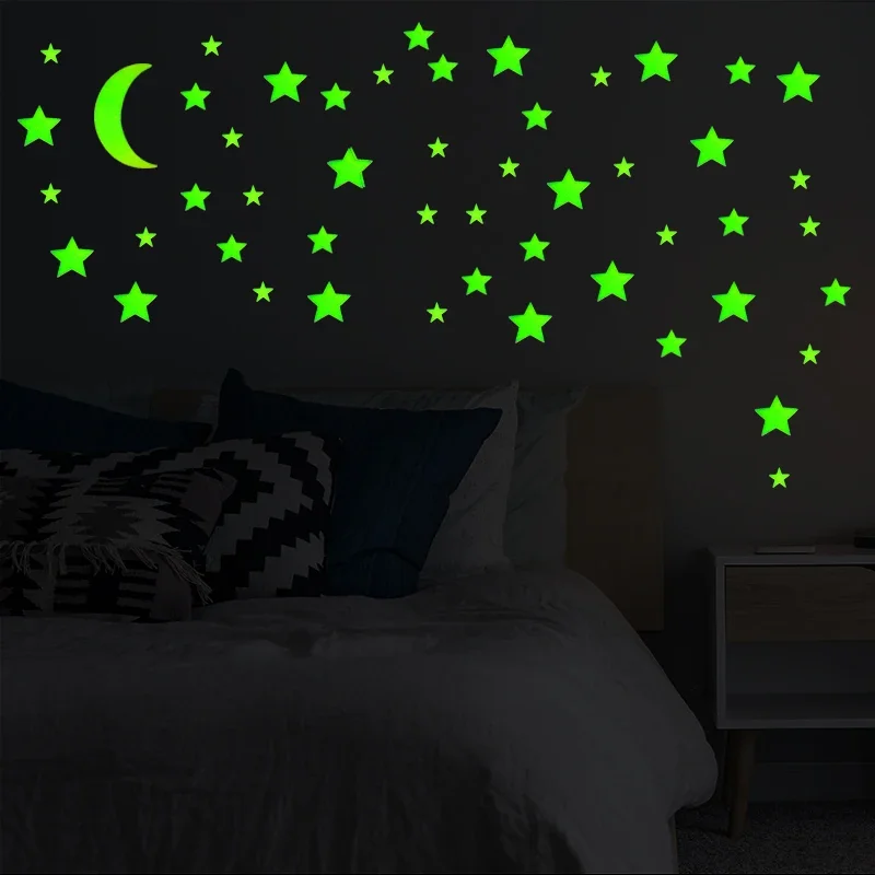 Luminous Wall Stickers Glow In the Dark Star Fluorescent Plastic Toys Moon Sun For Kids Bedroom Ceiling Decal Home Decoration