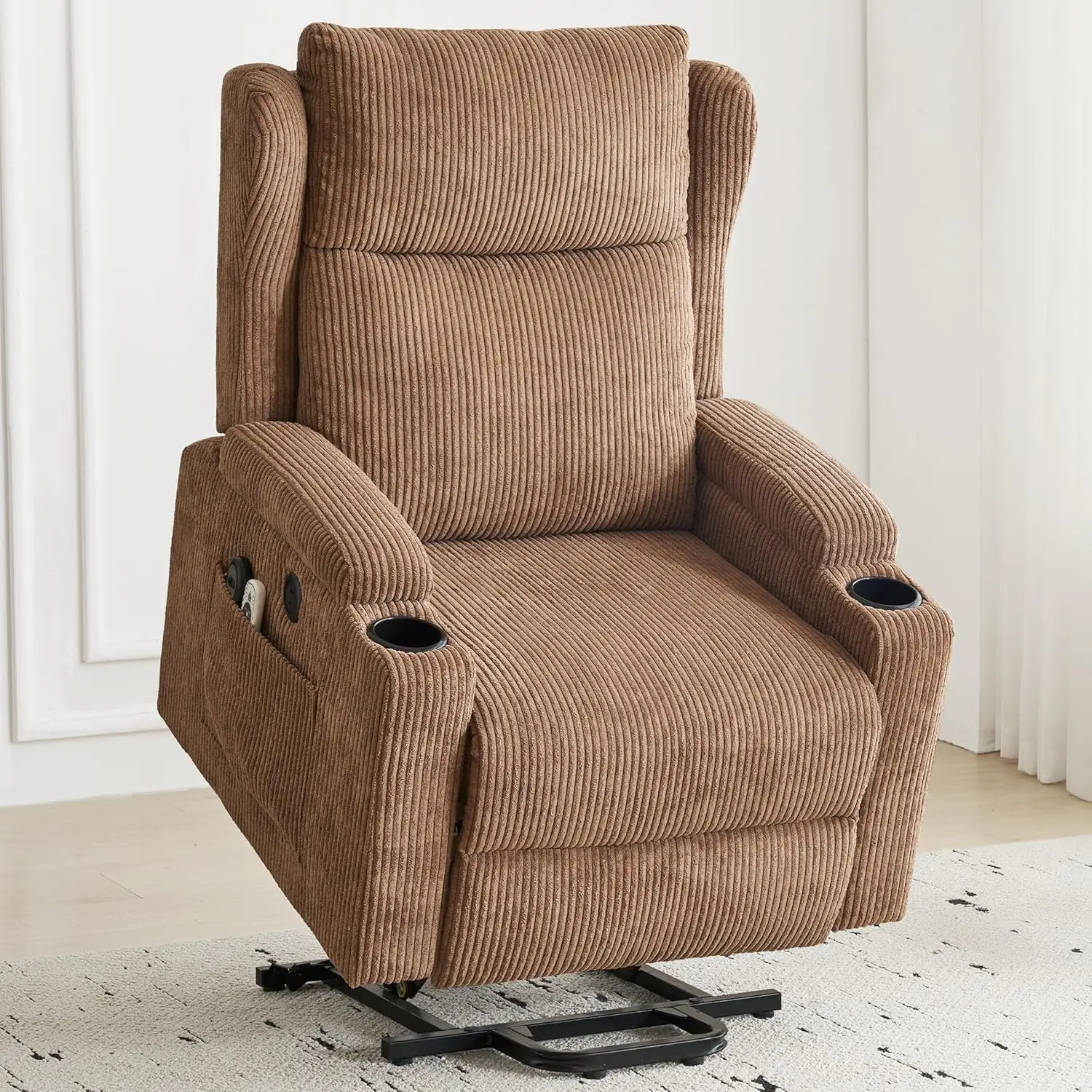 Lift Recliner Chair for Adults with Massage and Heating, Power Lift Recliner Chairs for Elderly, Corduroy Fabric Reclining Chair
