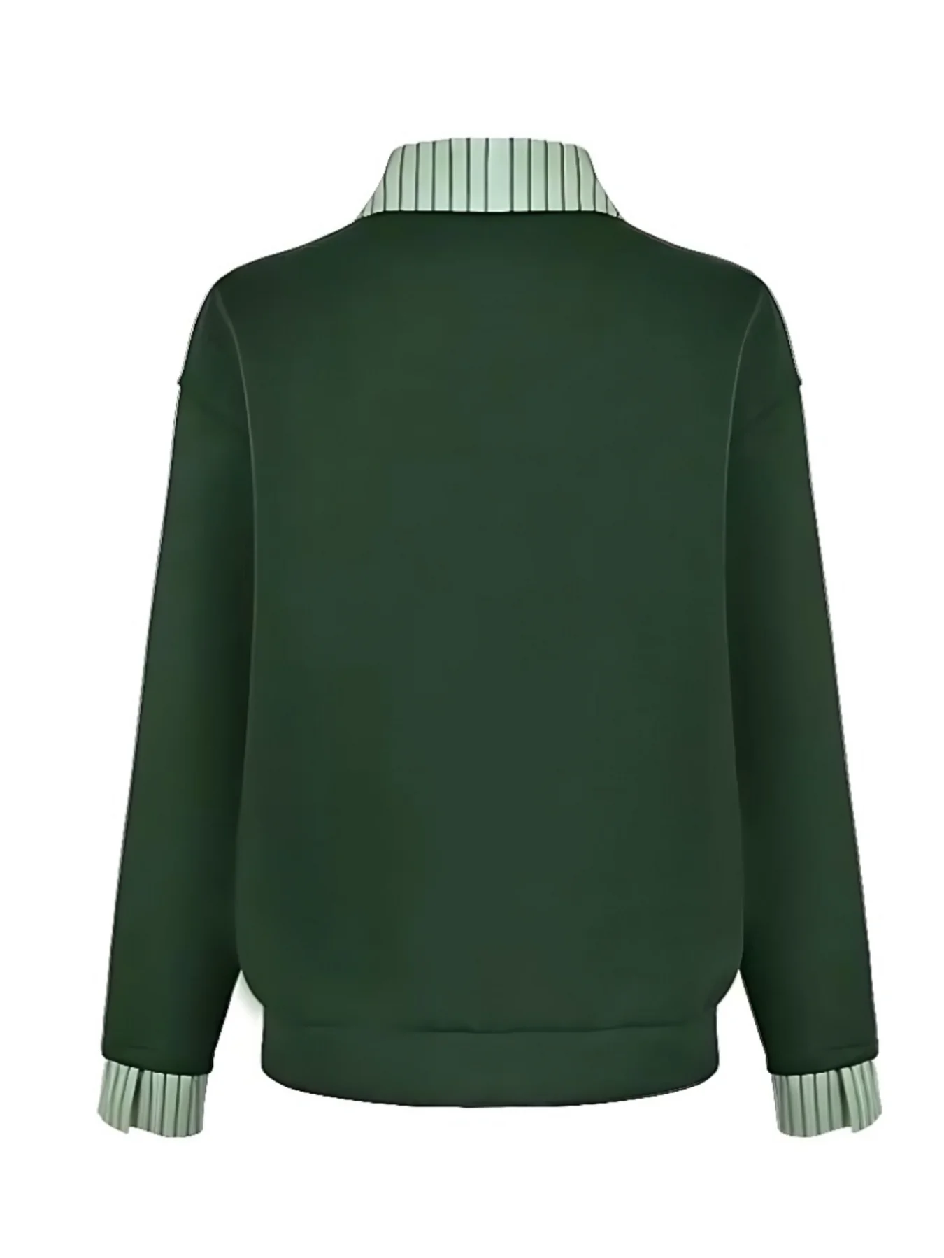 Women's solid-color long-sleeve polo shirt with color-block collar design  stylish and casual knitted top for spring and summer