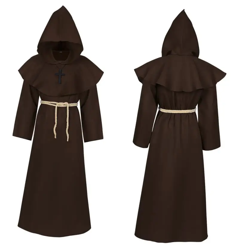Mittelalterliche Mönche, Zauberer, Priester, Robe, Halloween-Kostüm, ethnische Bühnenkleidung für Damen, Frühling 2026, keine Marke registrierte Marke
