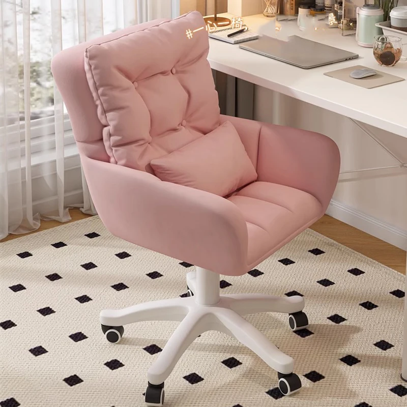 Gamer Desk Chair Computer Pink Study Love Rolling Armless Lazy Comfortabl Comfy Cute Office Chair Mesh Chaise Home Furniture