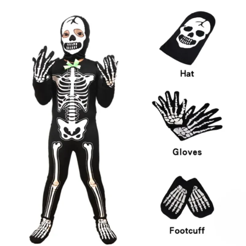 Glow in The Night Skull Onesie Halloween Popular Children Dress Up Costumes Party Birthday Love Live Cosplay Dress Up Props