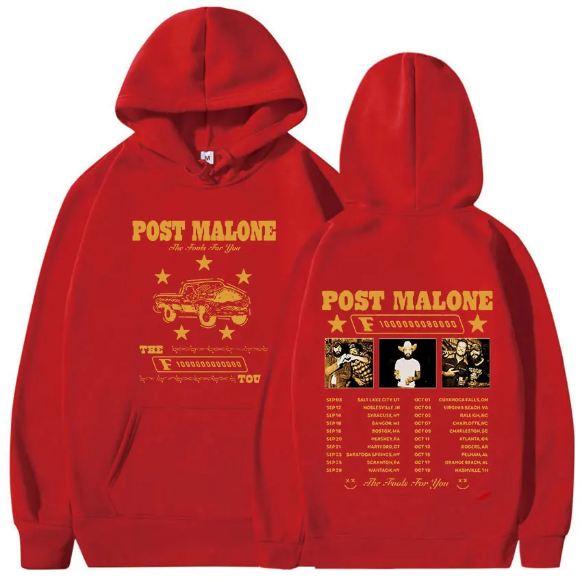 Retro P post M Malones Tour 2024 Album felpa con cappuccio da uomo Hip Hop Fashion Pullover felpa Unisex abbigliamento Casual oversize con cappuccio