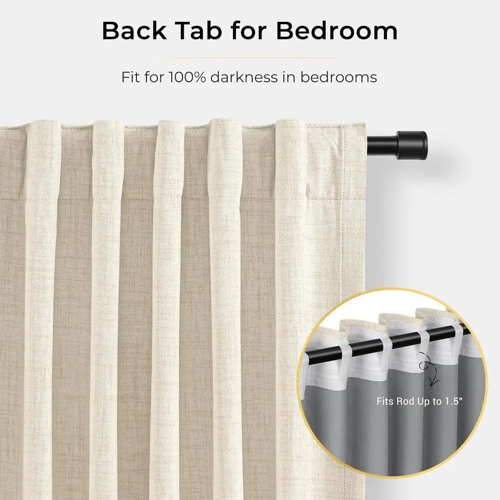 ผ้าม่านกันแสงแบบมีฉนวนกันความร้อน รุ่นครีม 96 ลินิน ชุด 2 ชิ้น สำหรับห้องนอนและห้องนั่งเล่น