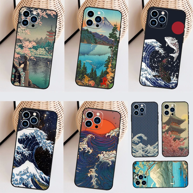 Japanese Wave Art For OPPO Reno 11F 12F 13F 14F 10 11 12 13 14 Pro 7 8 Lite 8T OPPO Find X5 X6 X8 Pro Case